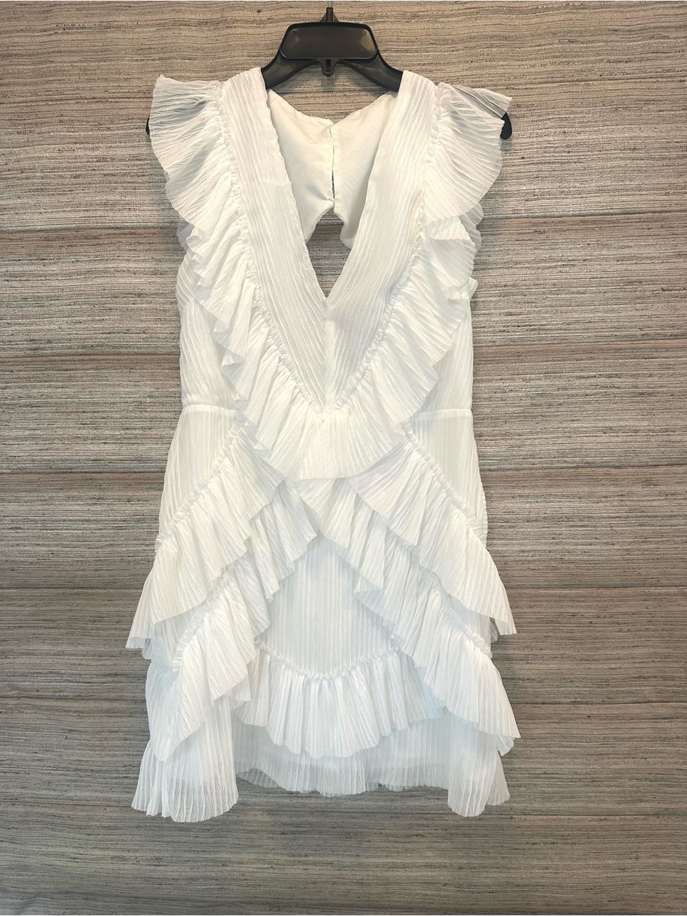Lulu's White Ruffled V-Neck Mini Dress